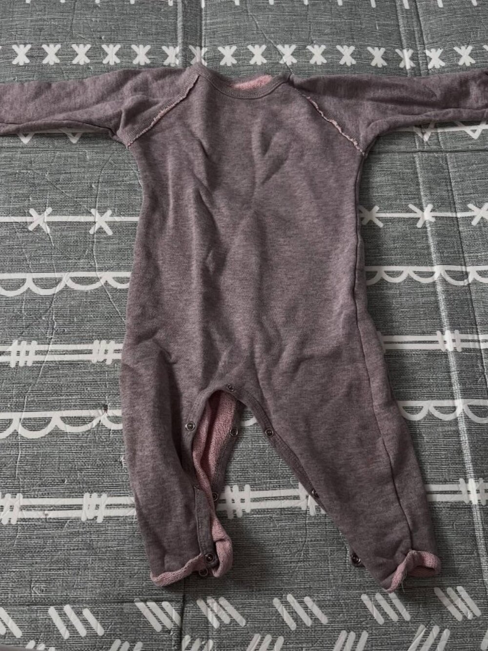 Mini Mioche Heathered Grey Pink Sweatshirt Romper